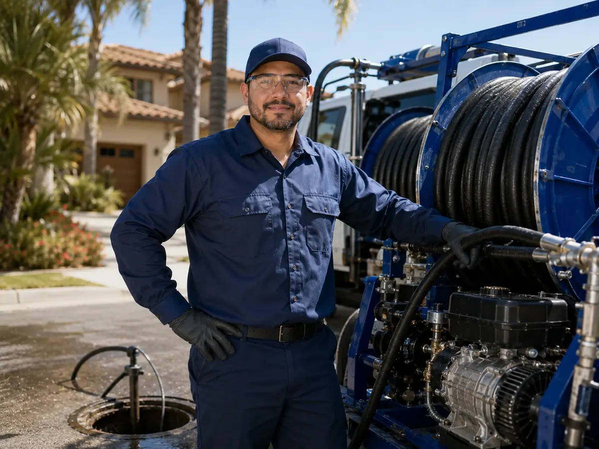 Hydro jet sewer cleaning in Taft